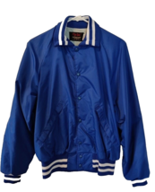Vintage Plac-Jac By Dunbrook Blue Jacket Medium Printed Drummond Island, MI - £19.92 GBP