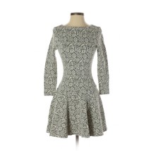 CATHERINE MALANDRINO Gray &amp; White Floral Long Sleeve Drop Waist Dress - XS - €86,29 EUR