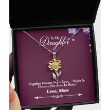 To My Daughter From Mom Sunflower 14K Gold Necklace Gift - £46.94 GBP