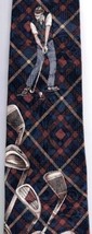 Gant Necktie Golf Classic  Navy Burgundy Gold Tartan Paisley 100% Silk - $14.69