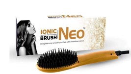 NEO Heated Brush Hot De-tangle Hair Straightener Quick &amp; Easy Straightening - £55.12 GBP