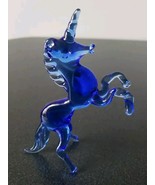 Murano Hand Blown Cobalt Blue Glass Unicorn Figurine Italy - $84.15