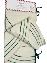 Wool Christmas Tree Skirt Cream-Green Stripe 52" x 52" Round North Pole ... - $43.56