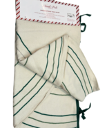 Wool Christmas Tree Skirt Cream-Green Stripe 52" x 52" Round North Pole ... - $43.56