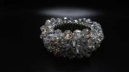 Antique Iridescent Aurora Borealis Bead Stretch Bracelet BrB6 - $32.65