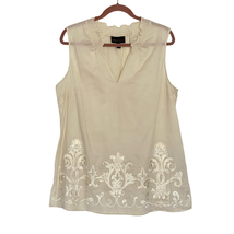 Dana Buchman Embroidered Sleeveless Cream Blouse Top Size XL - £31.93 GBP