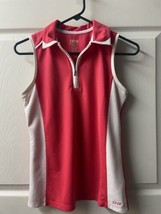 Izod Womens XS Petite Red White Vented Sleeveless Golf Tennis Shirt Quar... - $12.57