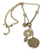 Chico&#39;s Gold Tone Long Boho Necklace with Crystals - £7.57 GBP