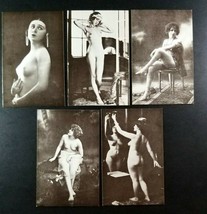 Lot of FIVE NUDE PHOTOGRAPH POSTCARDS Antique Risque FRENCH GIRLS Blank ... - $18.00