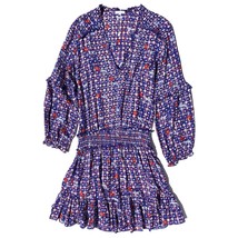 POUPETTE ST BARTH Ilona Mini Dress women size S blue print Long Sleeve R... - $102.99