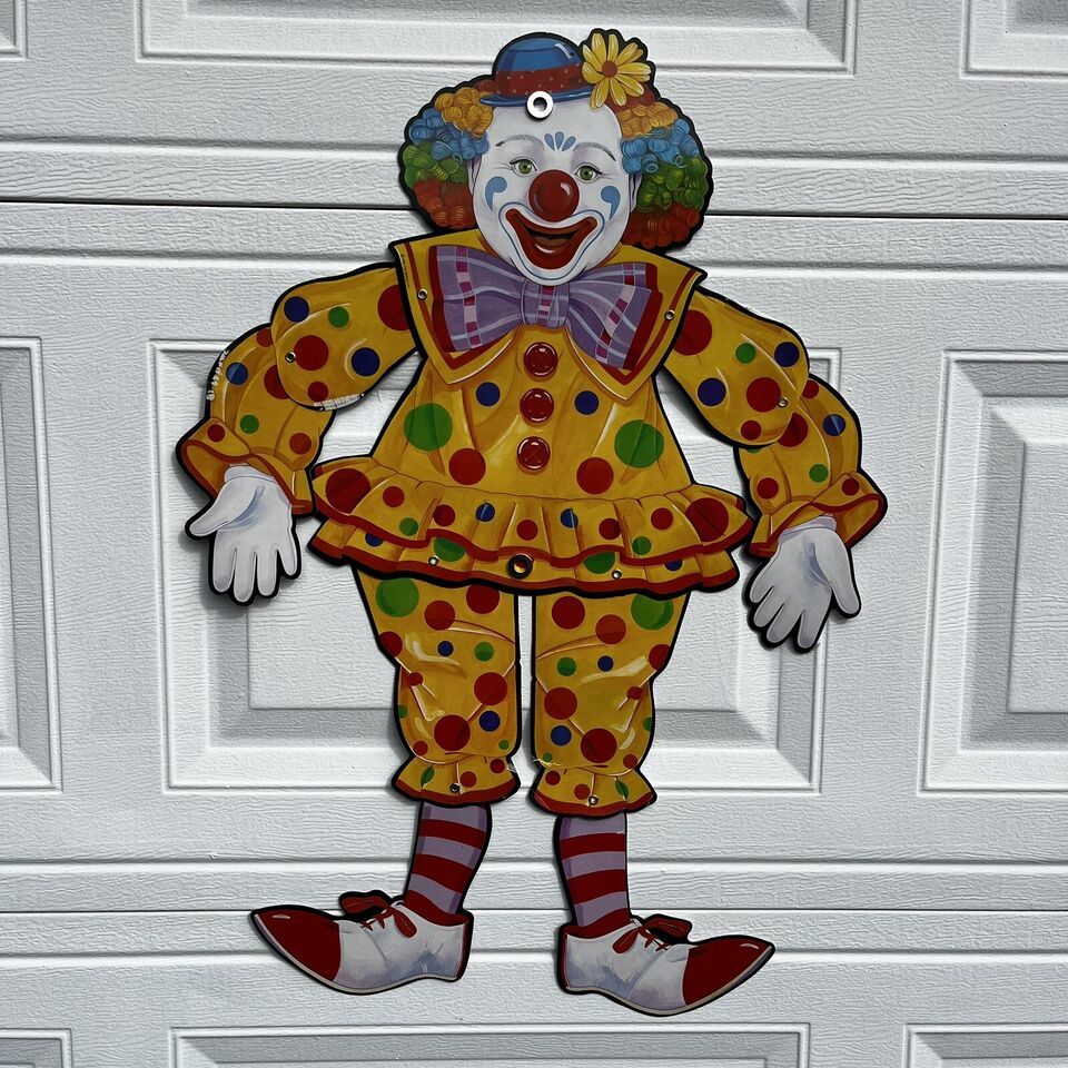 Primary image for Vtg 1998 Beistle Company 23"x28" Jointed Diecut Clown Hanging Party Decoration