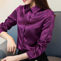 Stinlicher Satin Silk Shirt Women Autumn Long Sleeve Elegant Work Wear T... - $40.56