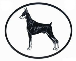 Doberman Pinscher Decal - Dog Breed Oval Vinyl Black &amp; White Window Sticker - $4.00