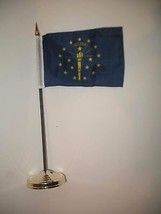 RFCO Indiana State Flag 4&quot;x6&quot; Desk Set Gold Base - £3.10 GBP