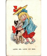 Vintage Postcard Valentine&#39;s Day Love Me Love My Dog Caricature Unposted - $18.99