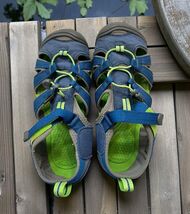 KEEN Kids Sandals Size 5 Blue Green Lace-Lock Bungee hiking trail camping - €12,75 EUR
