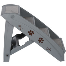 4 Tiers Non-Slip Dog Ladder Support Frame High Bed Foldable Pet Stairs, Gray - £51.84 GBP