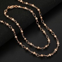 4mm 585 Rose Gold Bead Chain Bracelet Necklace Set for Women Girls Lobster Clasp - £10.52 GBP