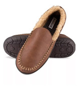 Haggar Mens Faux Leather Slip on Loafer Slippers TAN Size XL 11-12 - €16,91 EUR