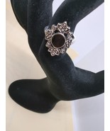 Silver Tone Filigree Gothic Black Enamel Ring Size 6 NEW (Vintage Look) - $11.39