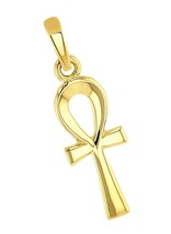 Solid 14k Yellow Gold Mini Egyptian Ankh Cross Charm Pendant - £175.48 GBP