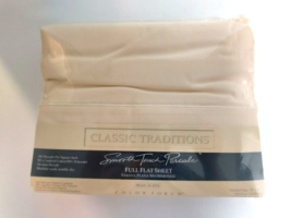 J C Penney Smooth Touch Percale Full Flat Bed Sheet Eggshell Classic Traditions - £15.77 GBP