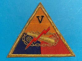 POST WWII, U.S. ARMY, OCCUPATION PERIOD, V ARMORED CORPS, BULLION, PATCH - £27.37 GBP
