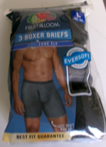 Three Fruit of the loom boxer briefs Size Large 100% Cotton Black and grey - £12.54 GBP