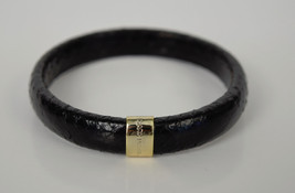 Marc Jacobs Collection Snakeskin Leather Print Black Bangle Cuff Bracele... - $49.50