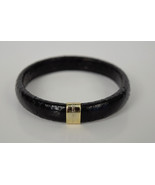 Marc Jacobs Collection Snakeskin Leather Print Black Bangle Cuff Bracele... - $67.54 CAD