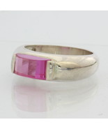 Hot Pink Lab Created Sapphire Ruby Unisex Handmade Sterling 925 Ring siz... - £52.39 GBP