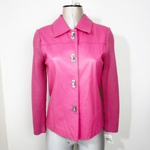 Lisa International Lambskin Leather Jacket Size Small Knit Sleeves Turnl... - $72.41