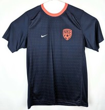 Orange Polka Dotted Athletic Shirt Mens Medium Navy Blue Player 10 - $16.00