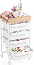 Stylish 4-Tier Plastic Drawer Organizer with Wooden Surface for Versatil... - $125.68