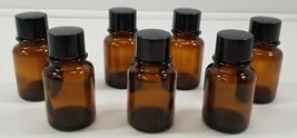 LL) Lot 7 Amber 2oz Empty Bottles Poly Seal Screw Caps Berk Company Apot... - $9.89