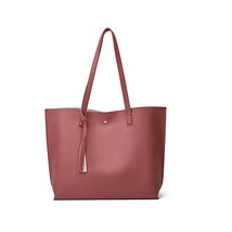 Dreubea Women&#39;s Soft Faux Leather Tote Bag | Large Capacity Tassel Bag |... - £39.49 GBP