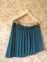 TEAL Green Pleated Mini Skirt Women Girl High Waist School Style Skirt Plus Size - $28.99
