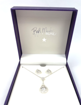 Bob Mackie Teardrop Pendant Necklace w/ Earrings Crystal Silver Set MSRP $149 - £47.16 GBP