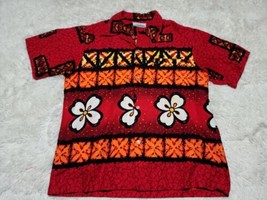 JC Pennys Hawaii Hawaiian Shirt L Floral Tiki Geometric Hibiscus Bowling... - £14.72 GBP