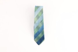 Vintage 70s Rockabilly Distressed Striped Color Block Silk Neck Tie Wedd... - £14.75 GBP