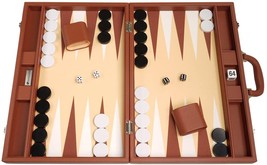 Open Box! 19&quot; Silverman &amp; Co. Leatherette Backgammon Set - Desert Brown - £75.92 GBP