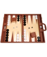 Open Box! 19&quot; Silverman &amp; Co. Leatherette Backgammon Set - Desert Brown - $129.93 CAD