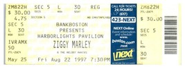 Ziggy Marley Concert Ticket Stub August 22 1997 Boston Massachusetts - £35.59 GBP