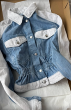 ZARA BNWT 2025. MID BLUE ECRU COMBINED DENIM JACKET COTTON. 6164/157/427 - $93.51