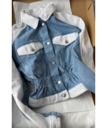 ZARA BNWT 2025. MID BLUE ECRU COMBINED DENIM JACKET COTTON. 6164/157/427 - $1,765.78 MXN