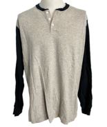 Lands&#39; End  Super-T Long Sleeve Gray and Black T Shirt Size L - $14.24