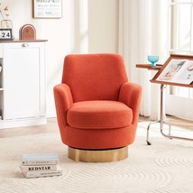 Orange Teddy Swivel Barrel Chair - Comfy Accent Armchair for Living Room - $177.99