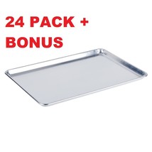 24 PACK Full Size Aluminum 18" x 26" Bun Sheet Baking Pan Wire in Rim Commercial - $254.99