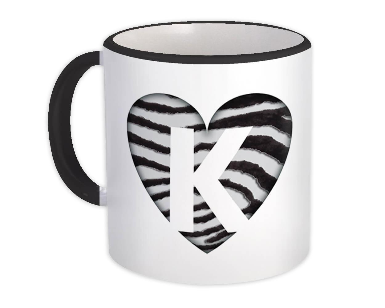 Primary image for Monogram Letter K : Gift Mug Zebra Letter Initial ABC Animal Heart