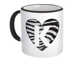 Monogram Letter K : Gift Mug Zebra Letter Initial ABC Animal Heart - $15.90
